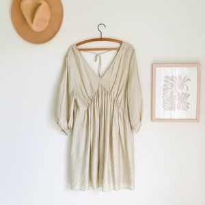 Light Green Satin V-neck Dress